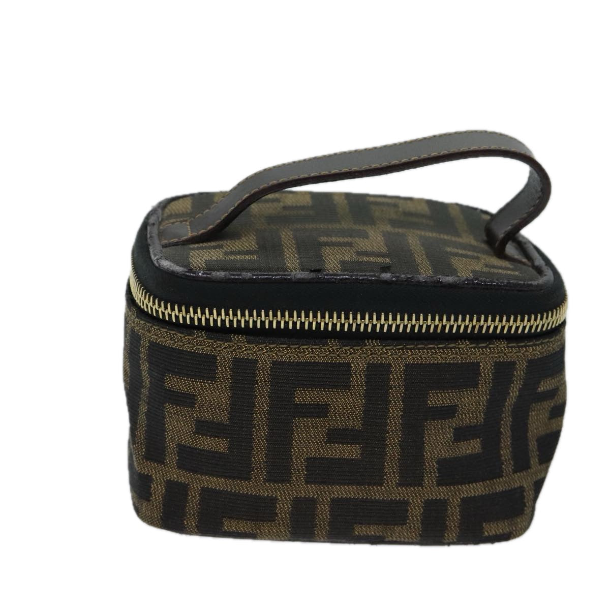 FENDI Zucca Canvas Vanity Cosmetic Pouch Brown Black 71829