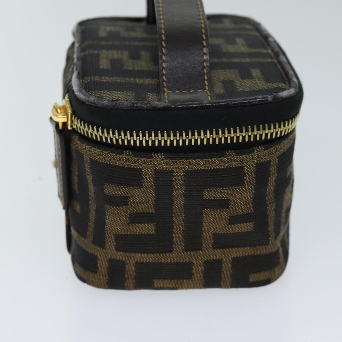 FENDI Zucca Canvas Vanity Cosmetic Pouch Brown Black 71829