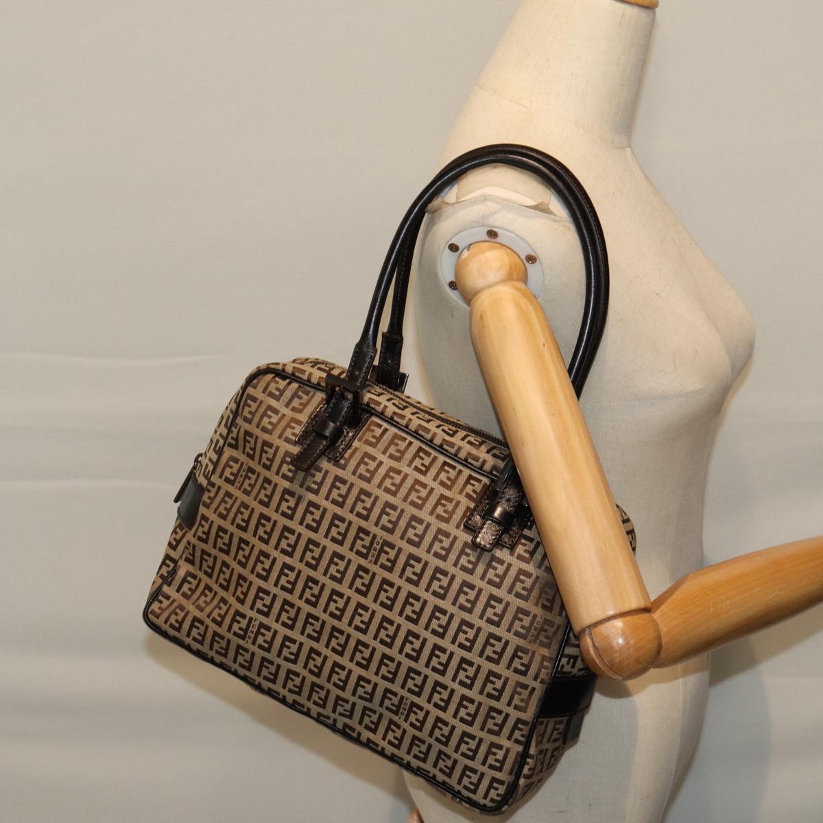 FENDI Zucchino Canvas Hand Bag Beige 71830