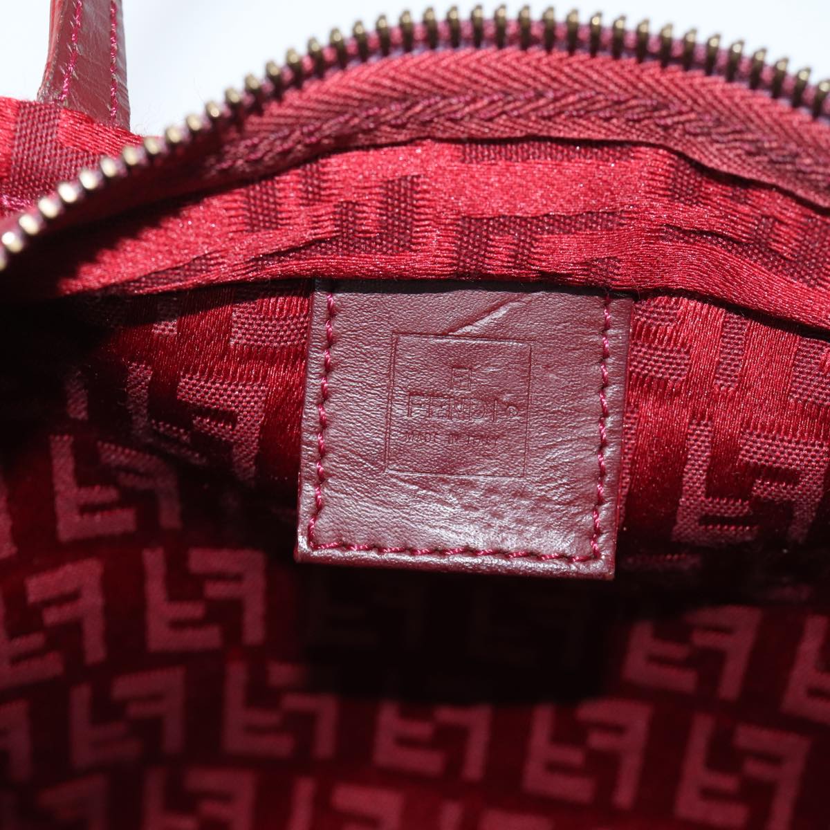 FENDI Zucchino Canvas Hand Bag Red 71832