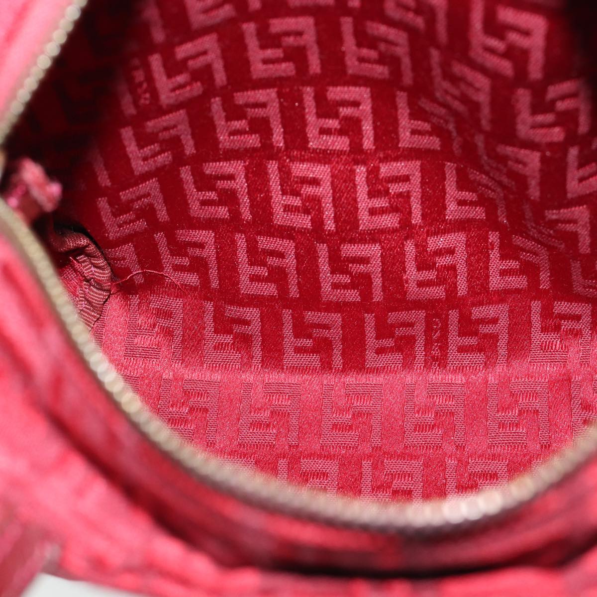 FENDI Zucchino Canvas Hand Bag Red 71832