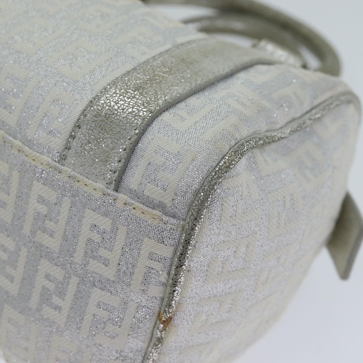 FENDI Zucchino Canvas Hand Bag Silver 71836