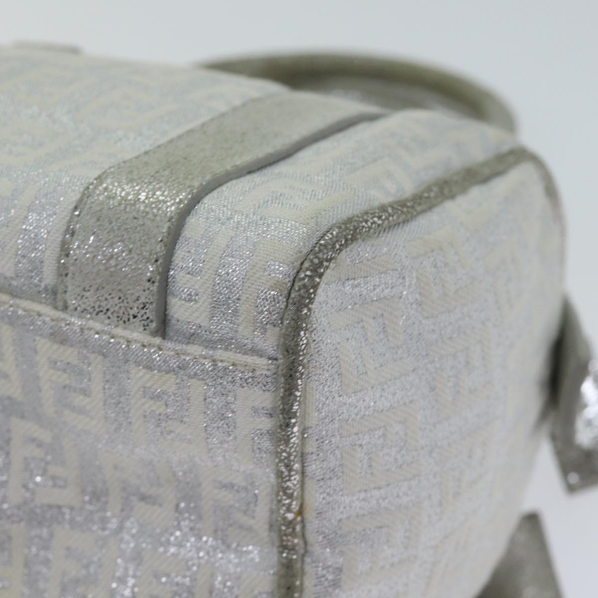 FENDI Zucchino Canvas Hand Bag Silver 71836
