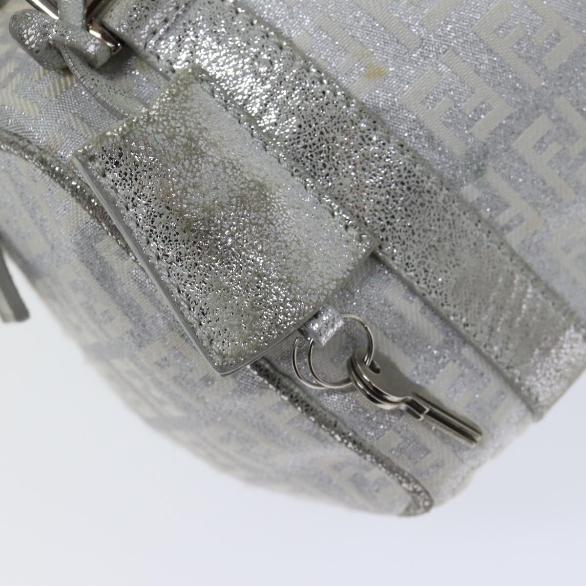 FENDI Zucchino Canvas Hand Bag Silver 71836