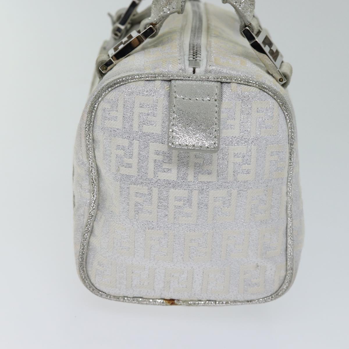 FENDI Zucchino Canvas Hand Bag Silver 71836