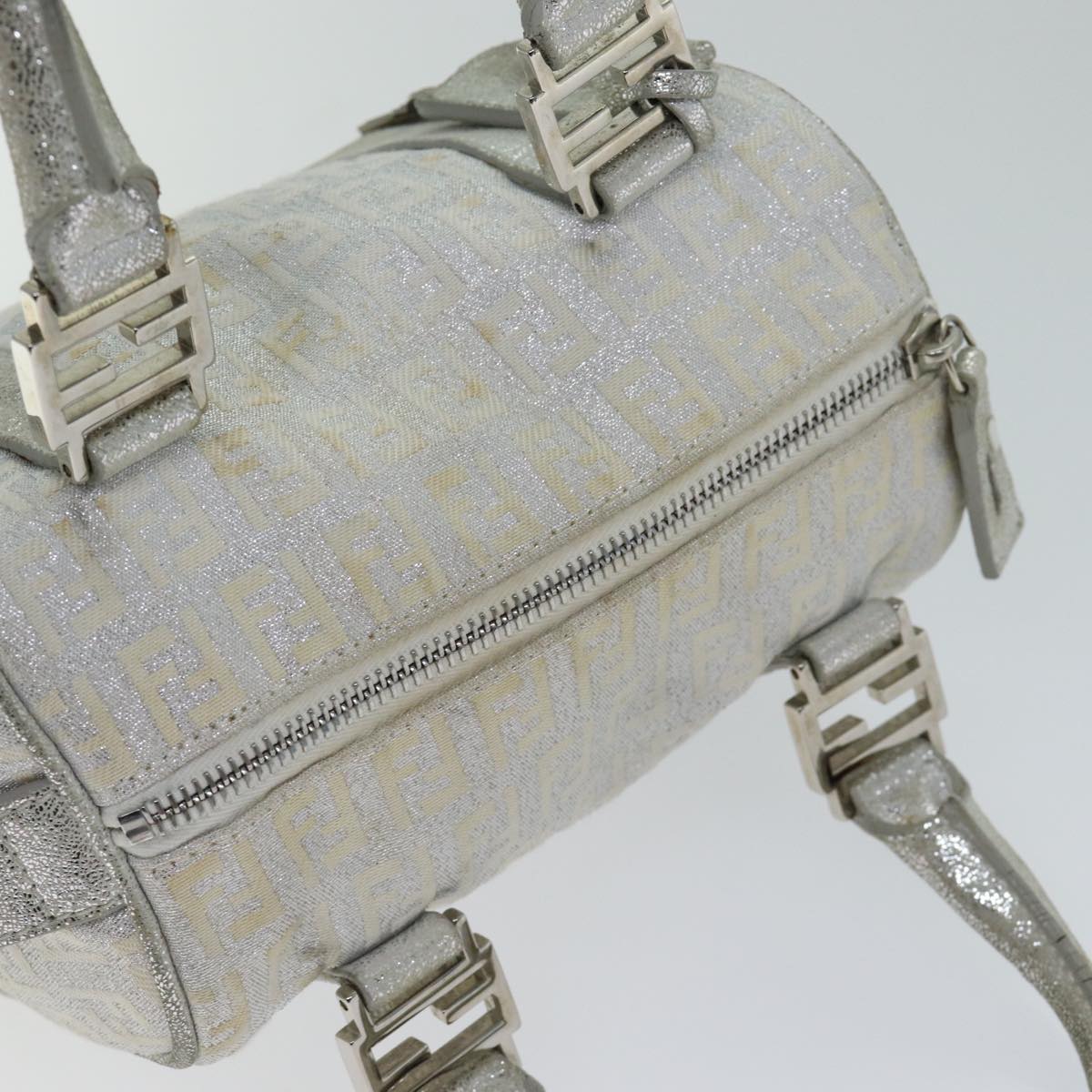 FENDI Zucchino Canvas Hand Bag Silver 71836