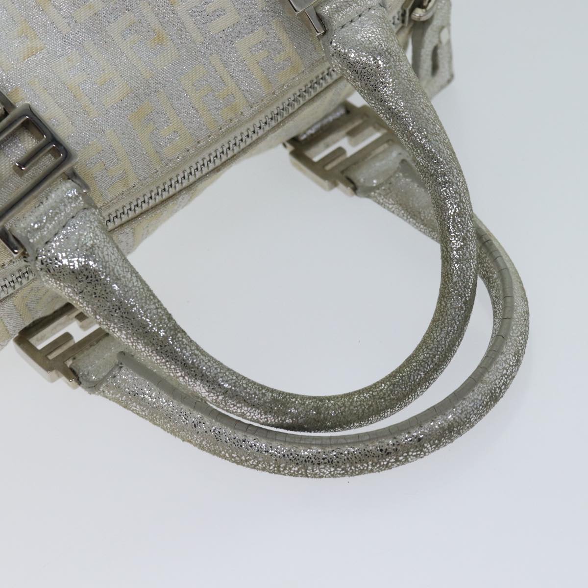 FENDI Zucchino Canvas Hand Bag Silver 71836