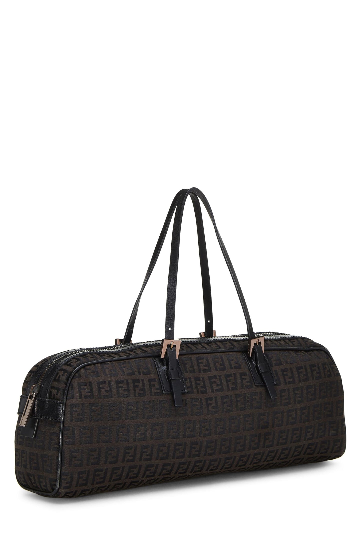 Fendi,  Black Zucchino Boston Bag Long, Black