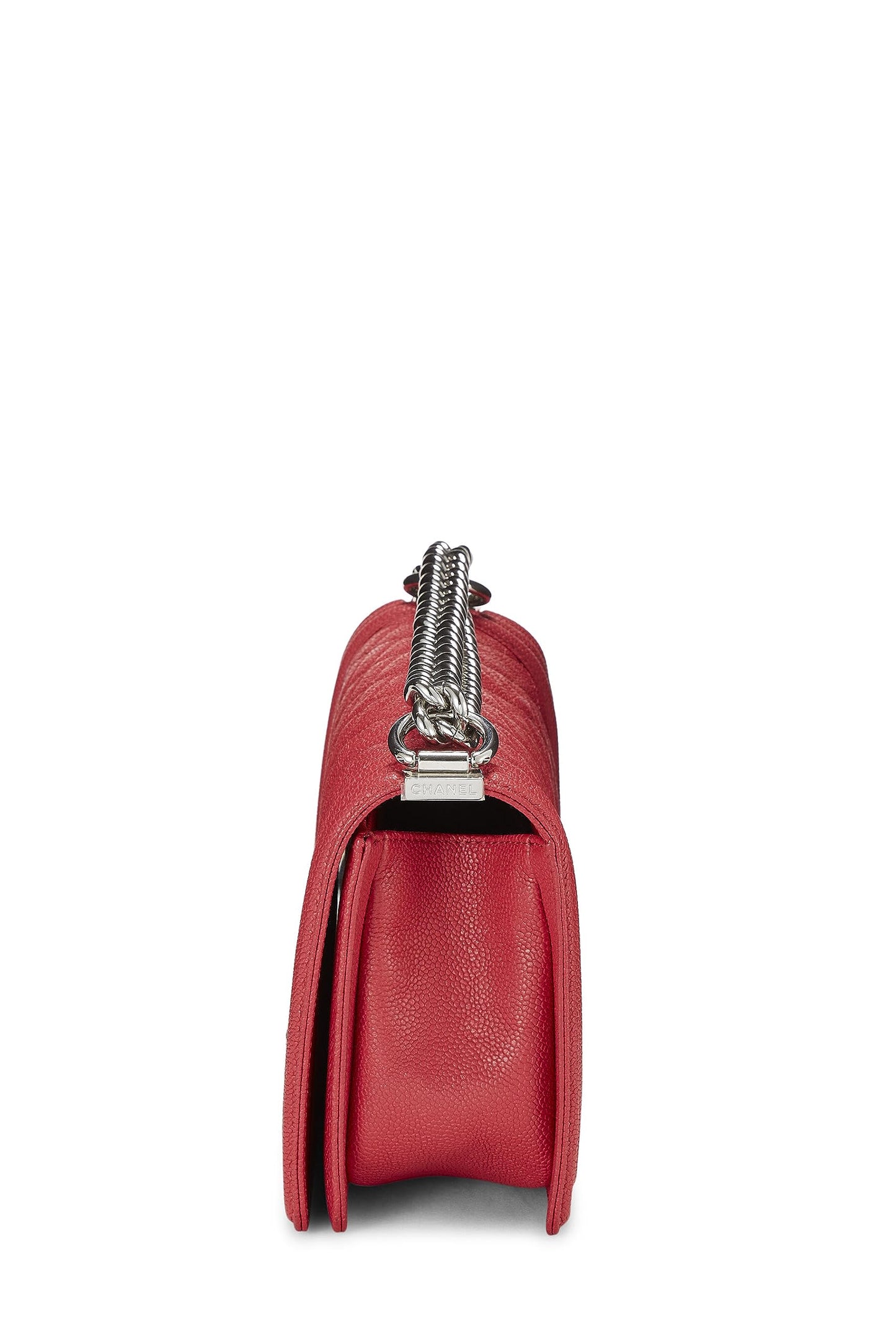 Chanel,  Red Quilted Caviar Boy Bag Medium, Red