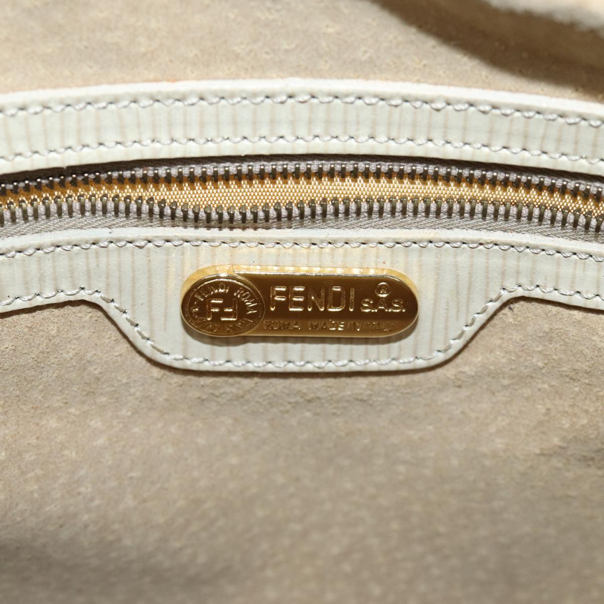 FENDI Zucca Canvas Hand Bag 2way Cream 71902
