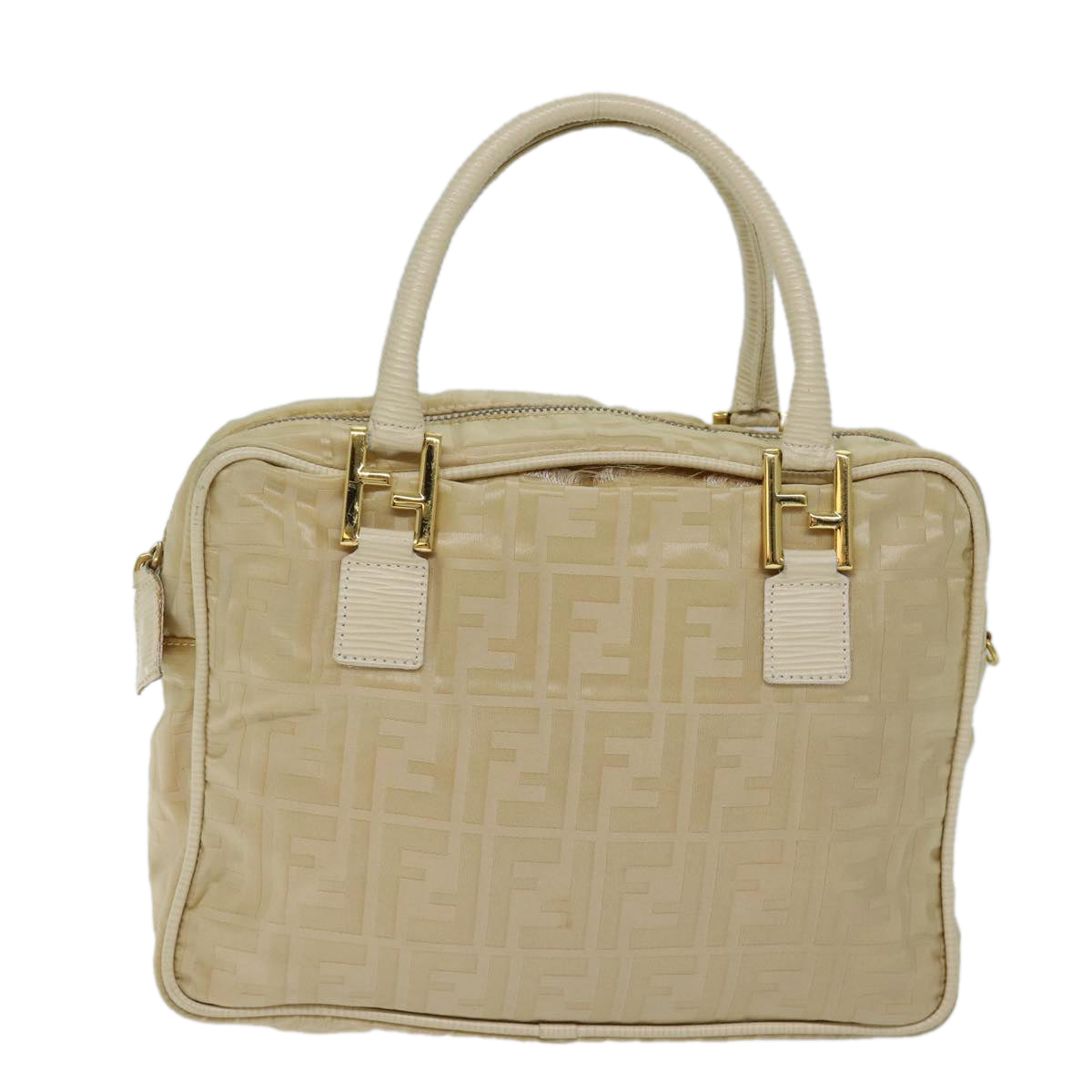 FENDI Zucca Canvas Hand Bag 2way Cream 71902