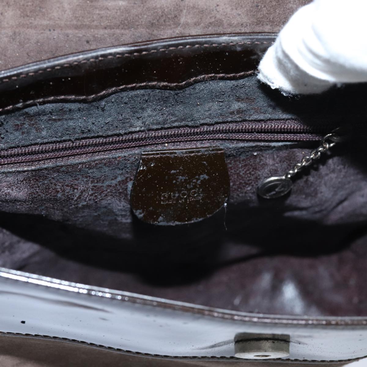 GUCCI Shoulder Bag Patent leather Brown 71917
