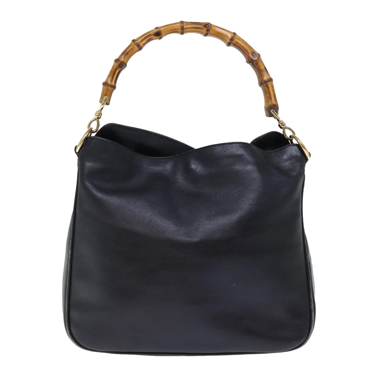 GUCCI Bamboo Shoulder Bag Leather 2way Black 001 1705 1638 71919
