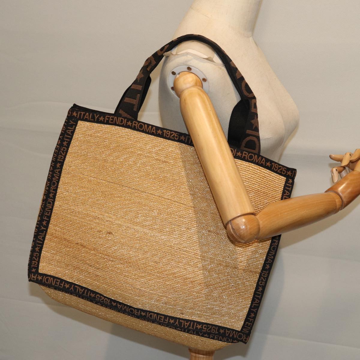 FENDI Tote Bag Raffia Beige 71921