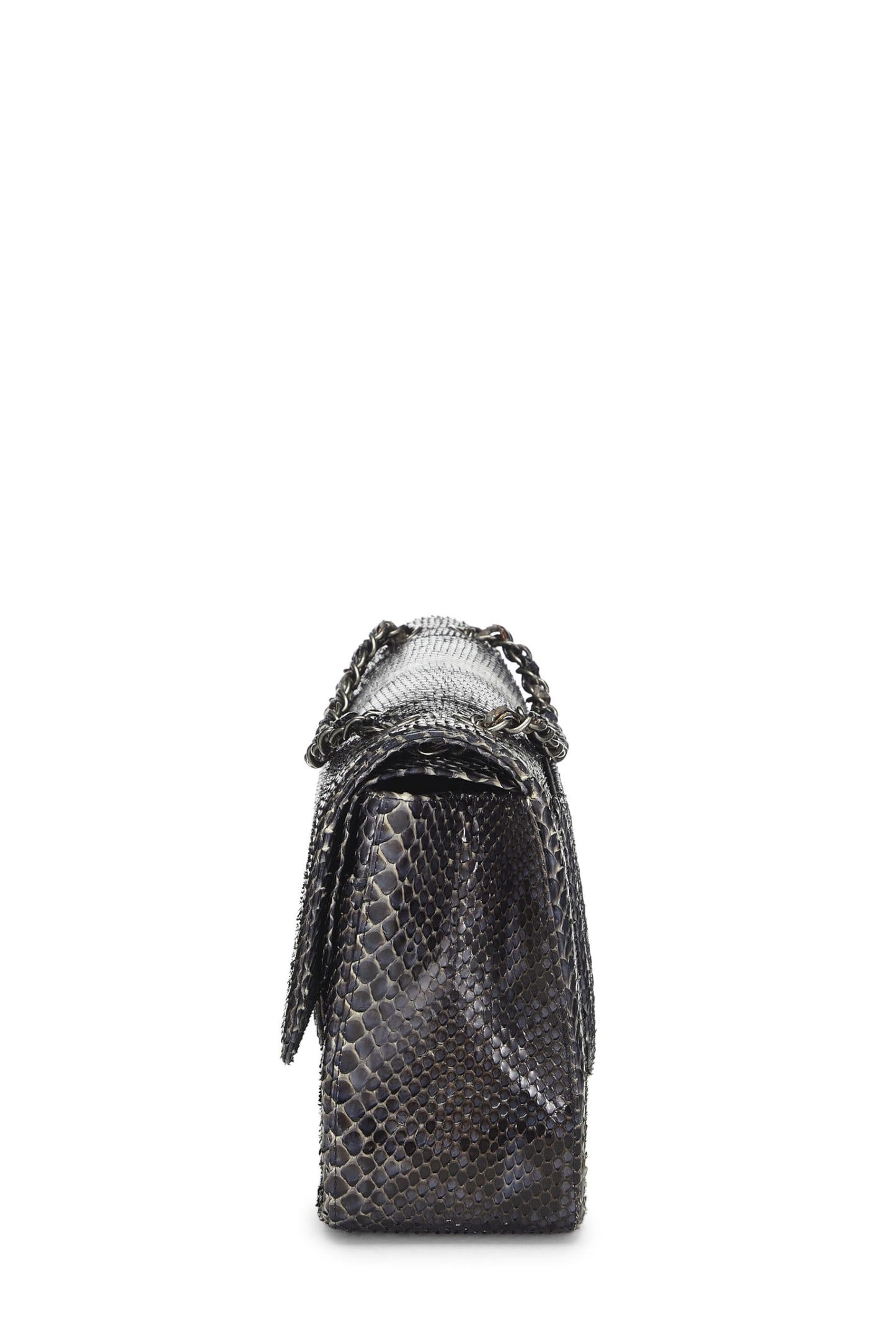 Chanel,  Navy Python New Classic Double Flap Jumbo, Blue