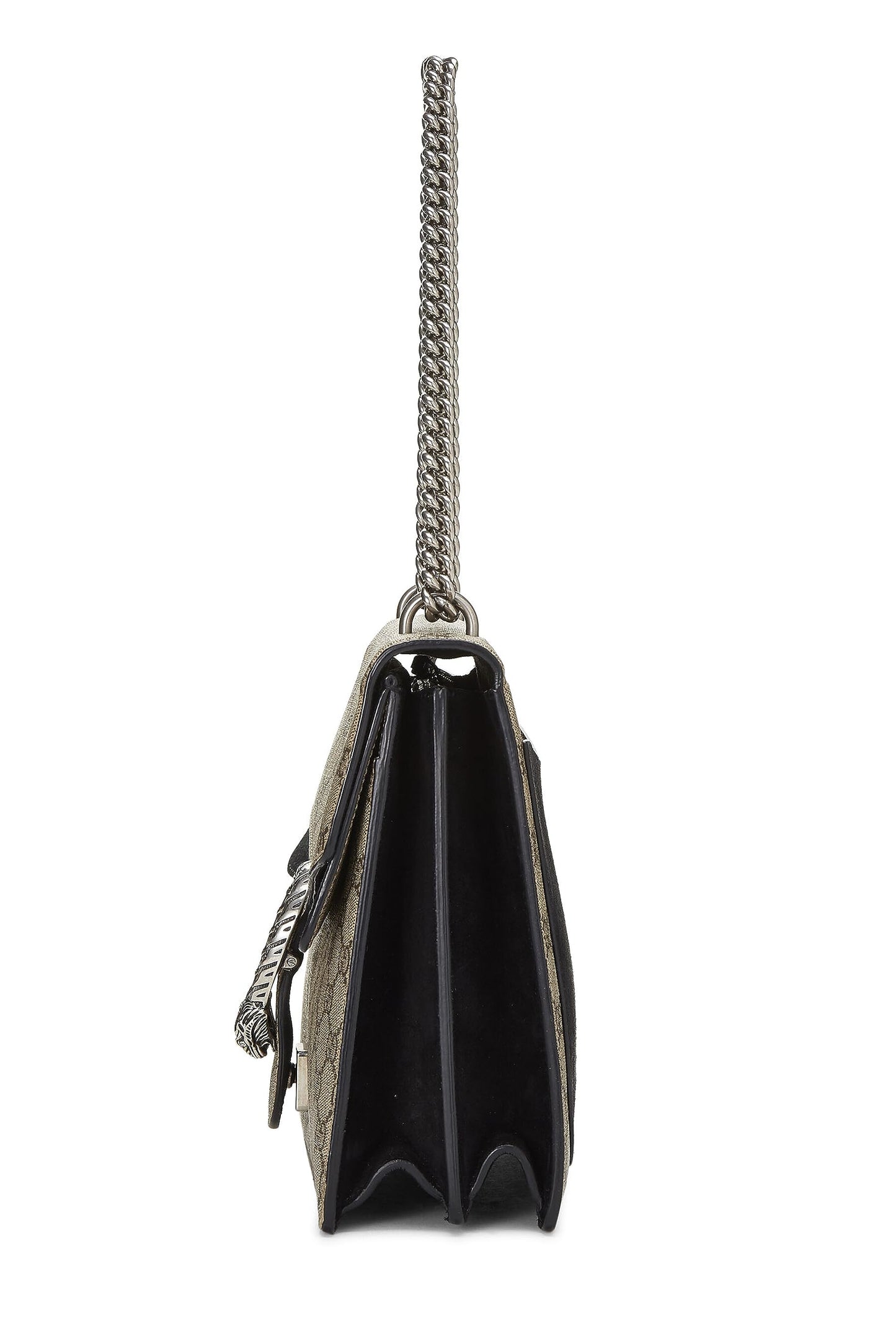 Gucci,  Black GG Supreme Canvas Embellished Dionysus Bag Medium, Black