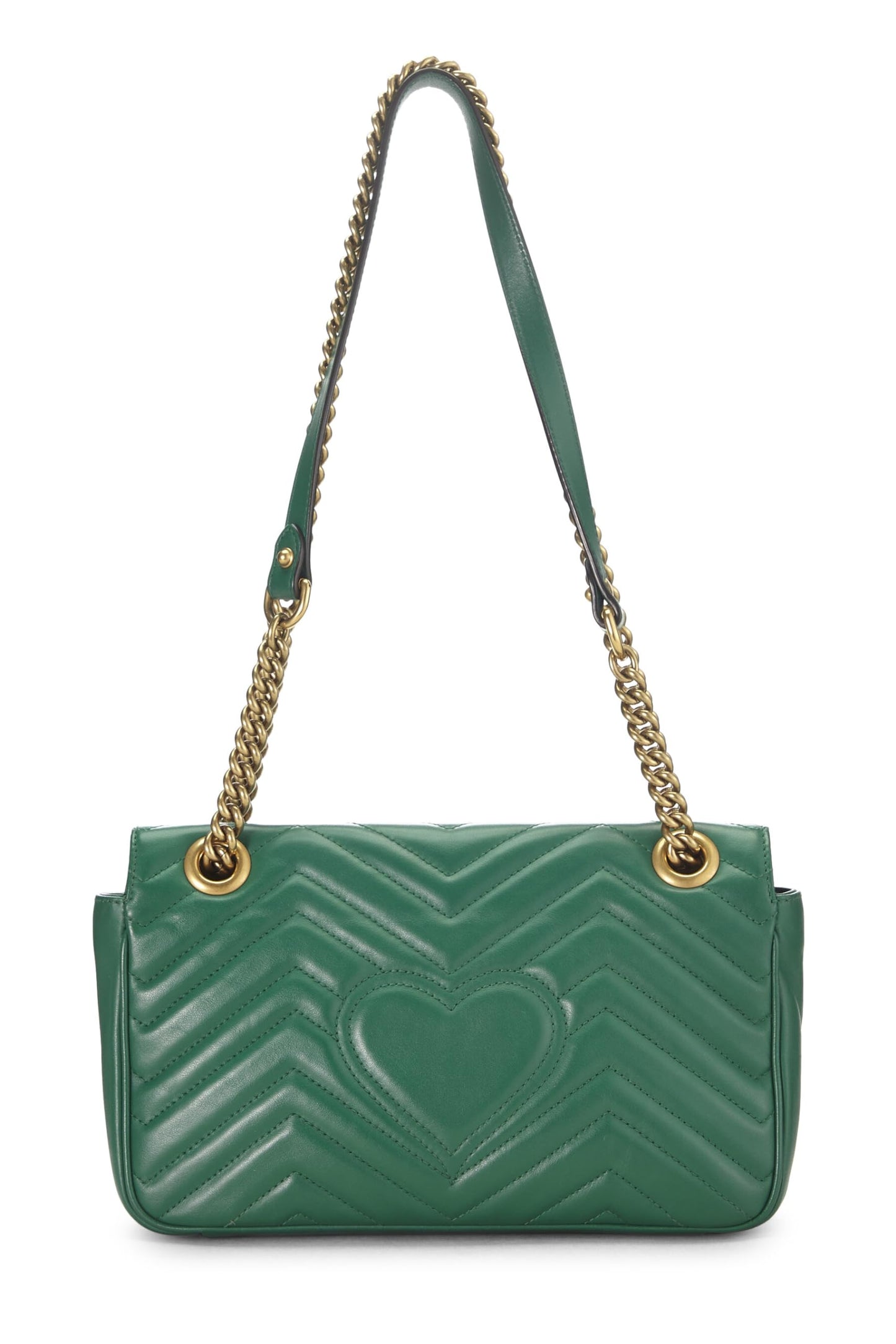 Gucci,  Green Leather GG Marmont Shoulder Bag Small, Green