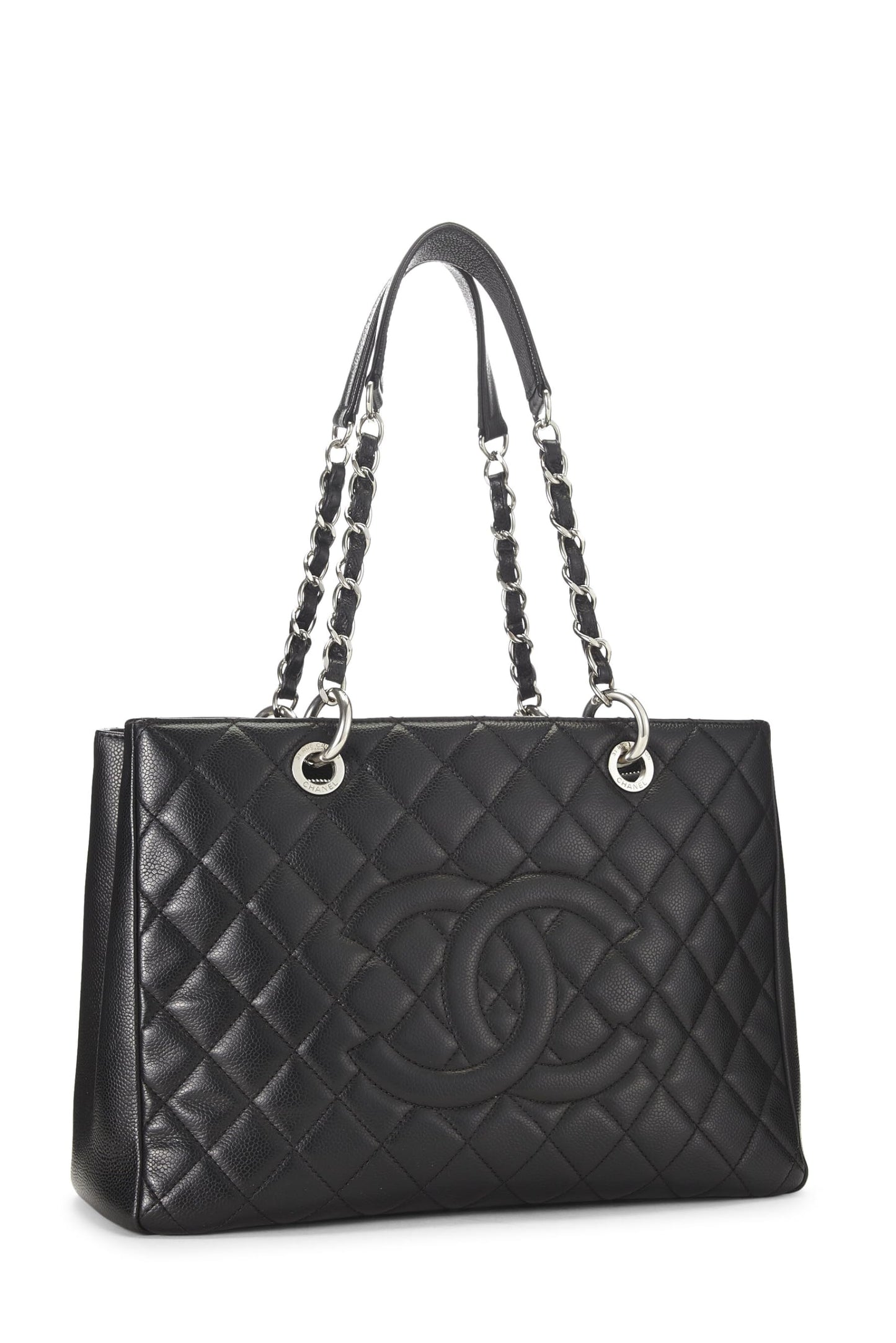 Chanel,  Black Quilted Caviar Grand Shopping Tote (GST), Black