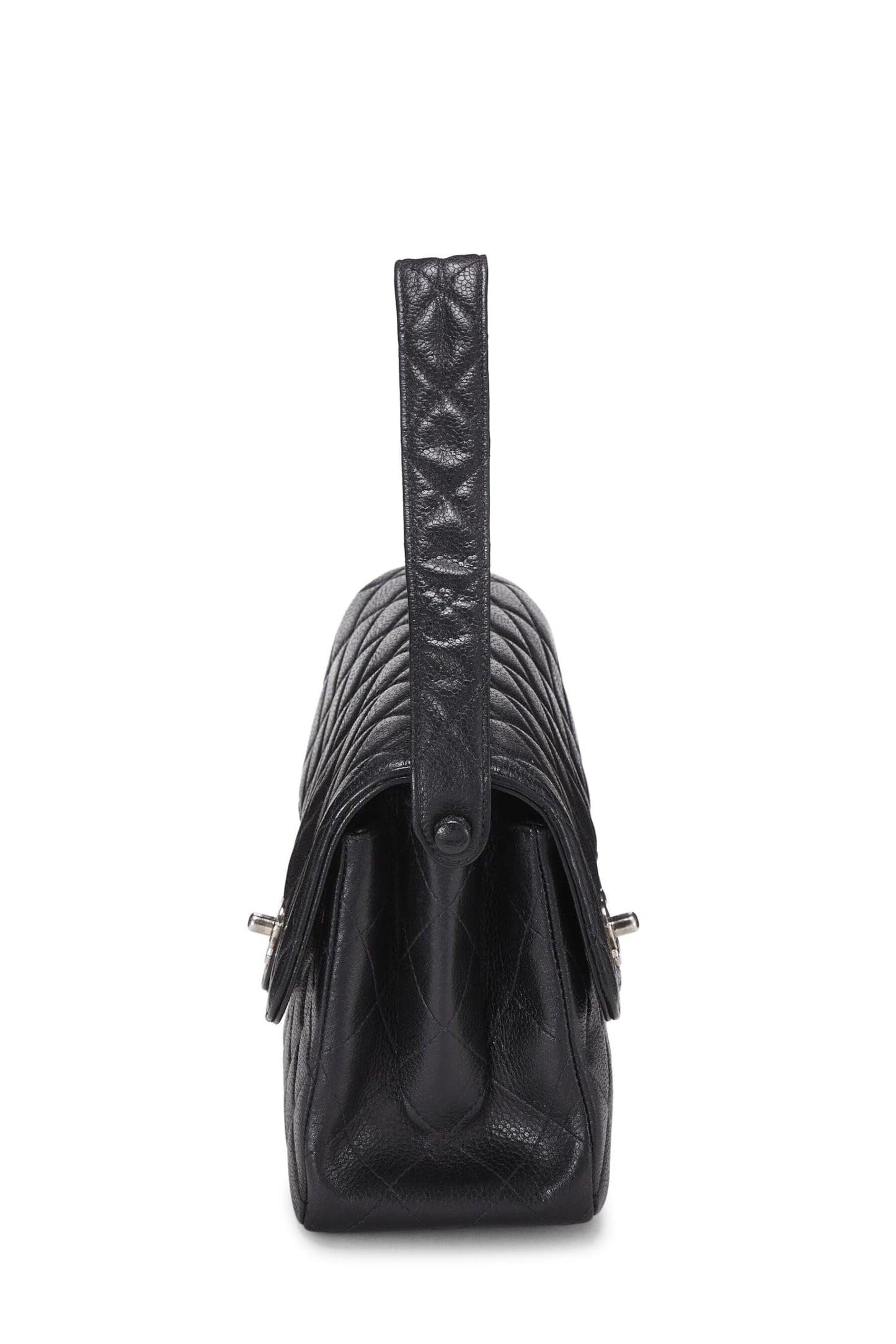 Chanel,  Black Quilted Caviar Double Sided Classic Flap Medium, Black