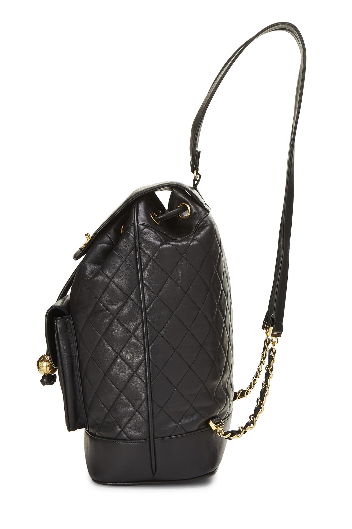 Chanel,  Black Quilted Lambskin Backpack Large, Black