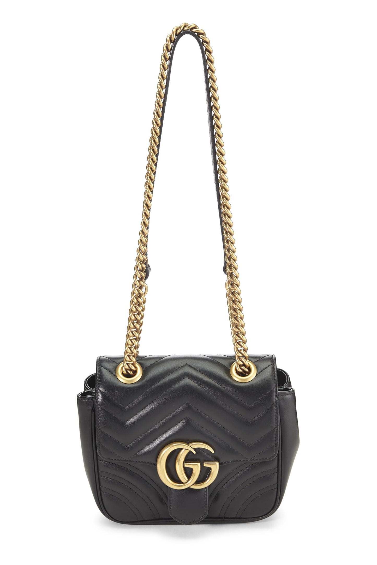 Gucci,  Black Leather GG Marmont Shoulder Bag Mini, Black