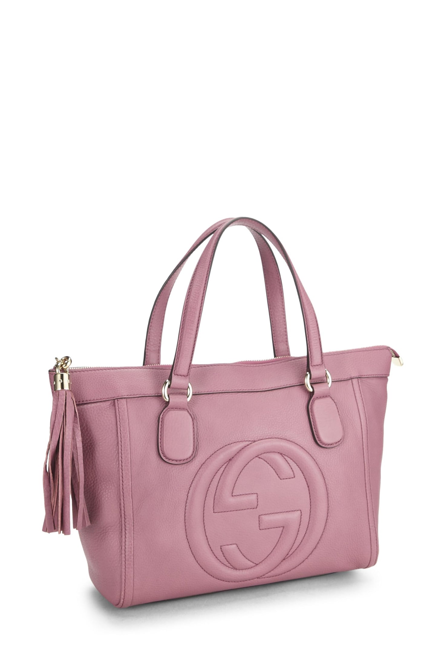 Gucci,  Pink Grained Leather Soho Zip Tote, Pink