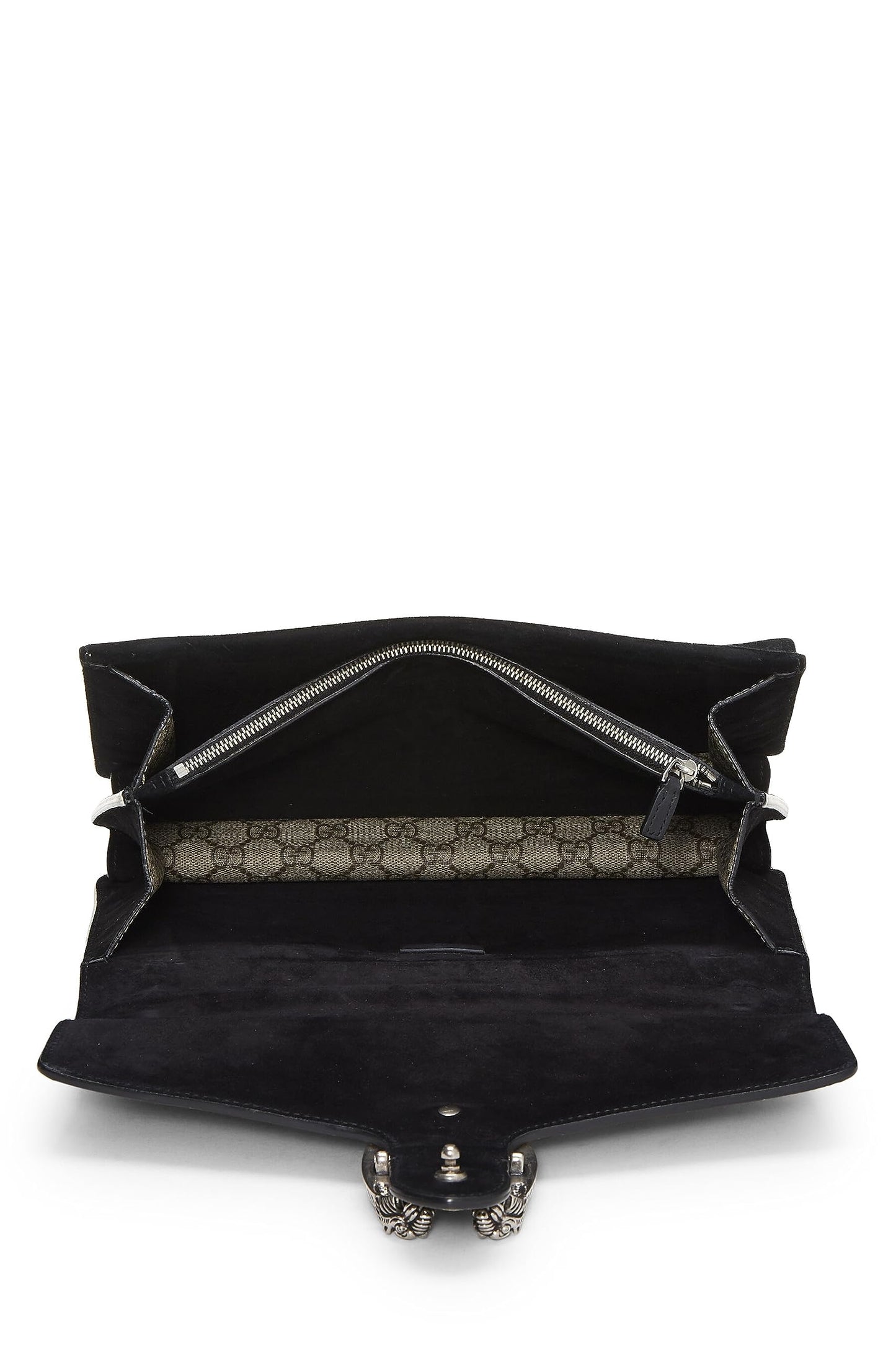 Gucci,  Black GG Supreme Canvas Embellished Dionysus Bag Medium, Black
