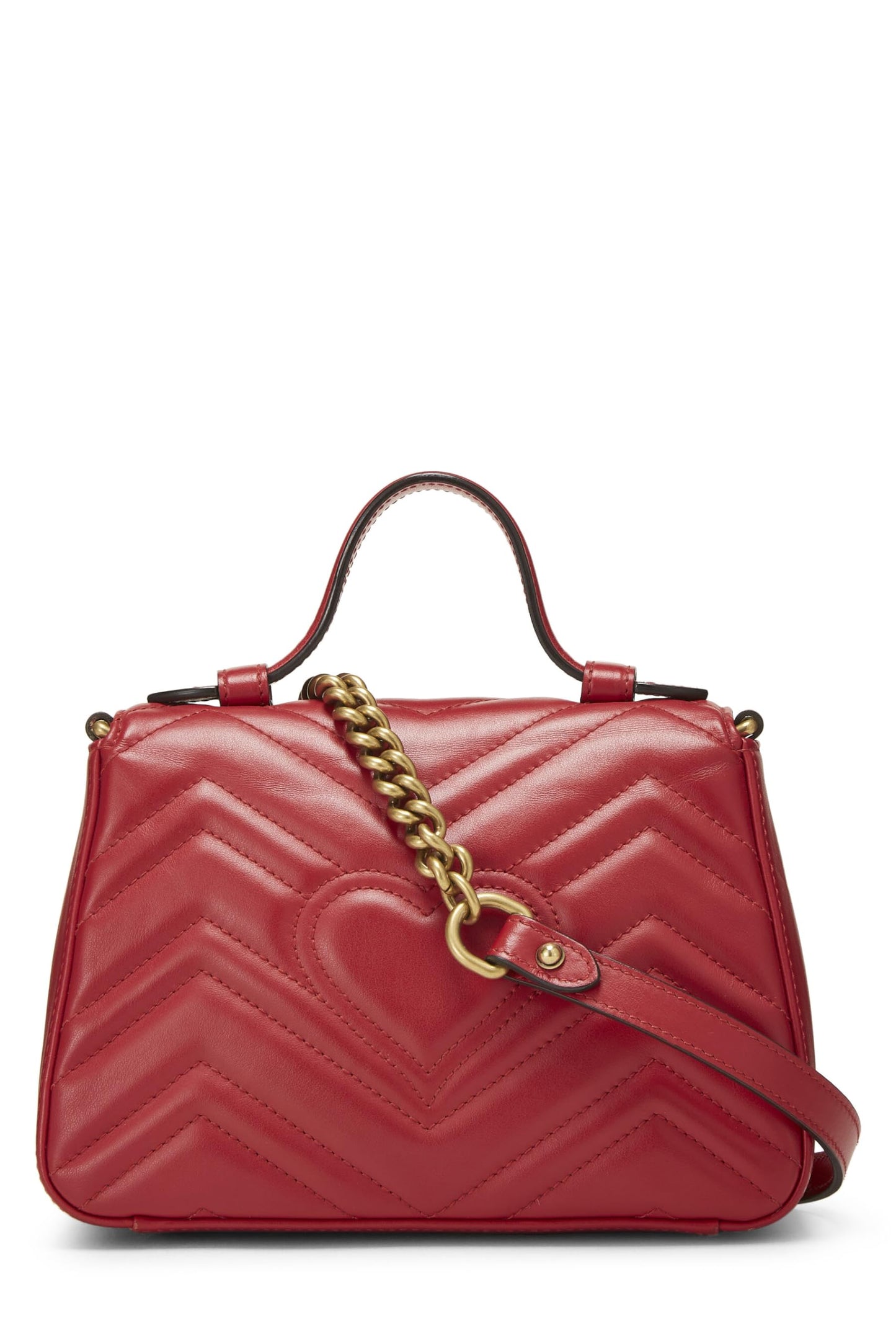 Gucci,  Red Leather GG Marmont Top Handle Bag Mini, Red