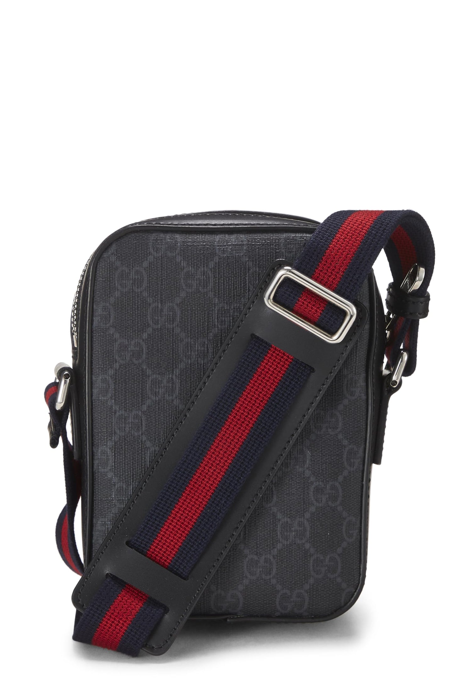 Gucci,  Black GG Supreme Canvas Vertical Web Messenger Mini, Black