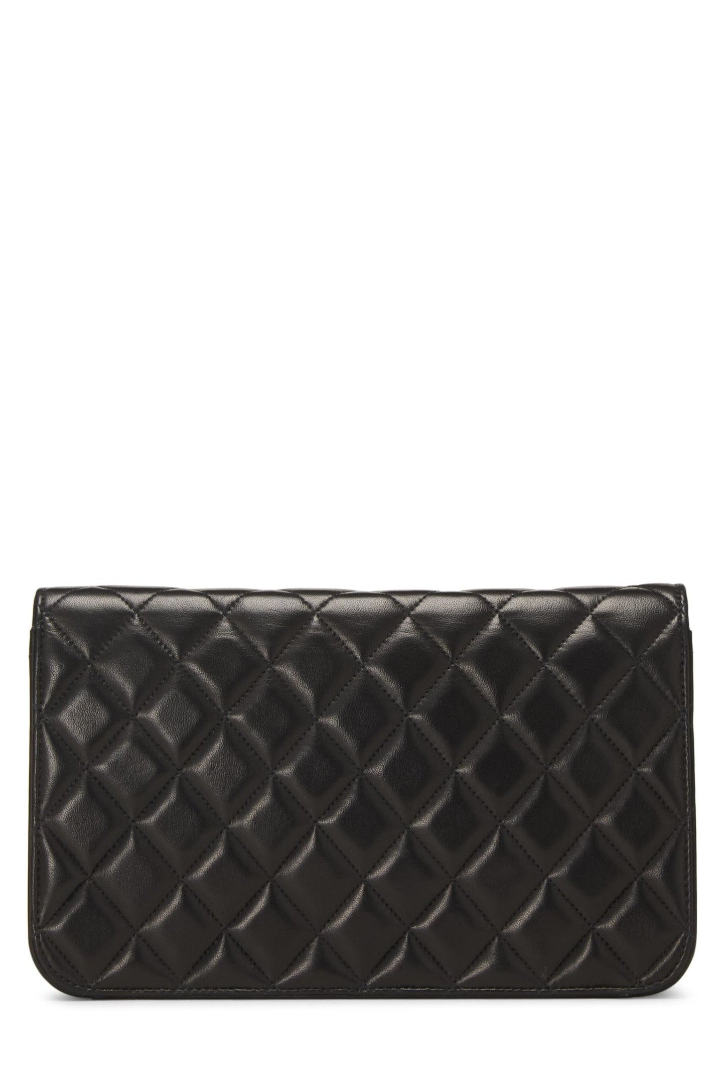 Chanel,  Black Quilted Lambskin Snap Full Flap Small, Black