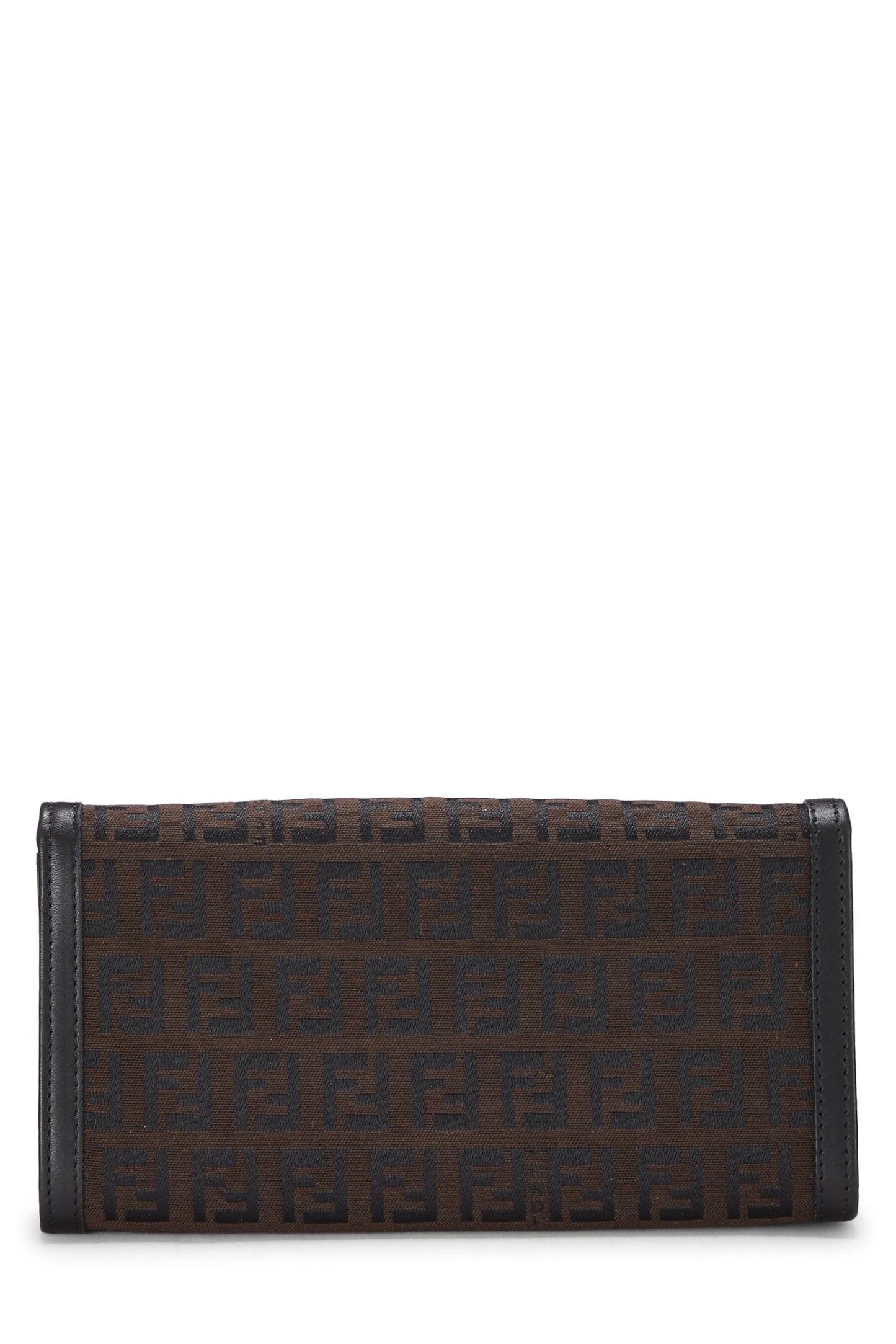 Fendi,  Brown Zucchino Canvas Long Wallet, Brown