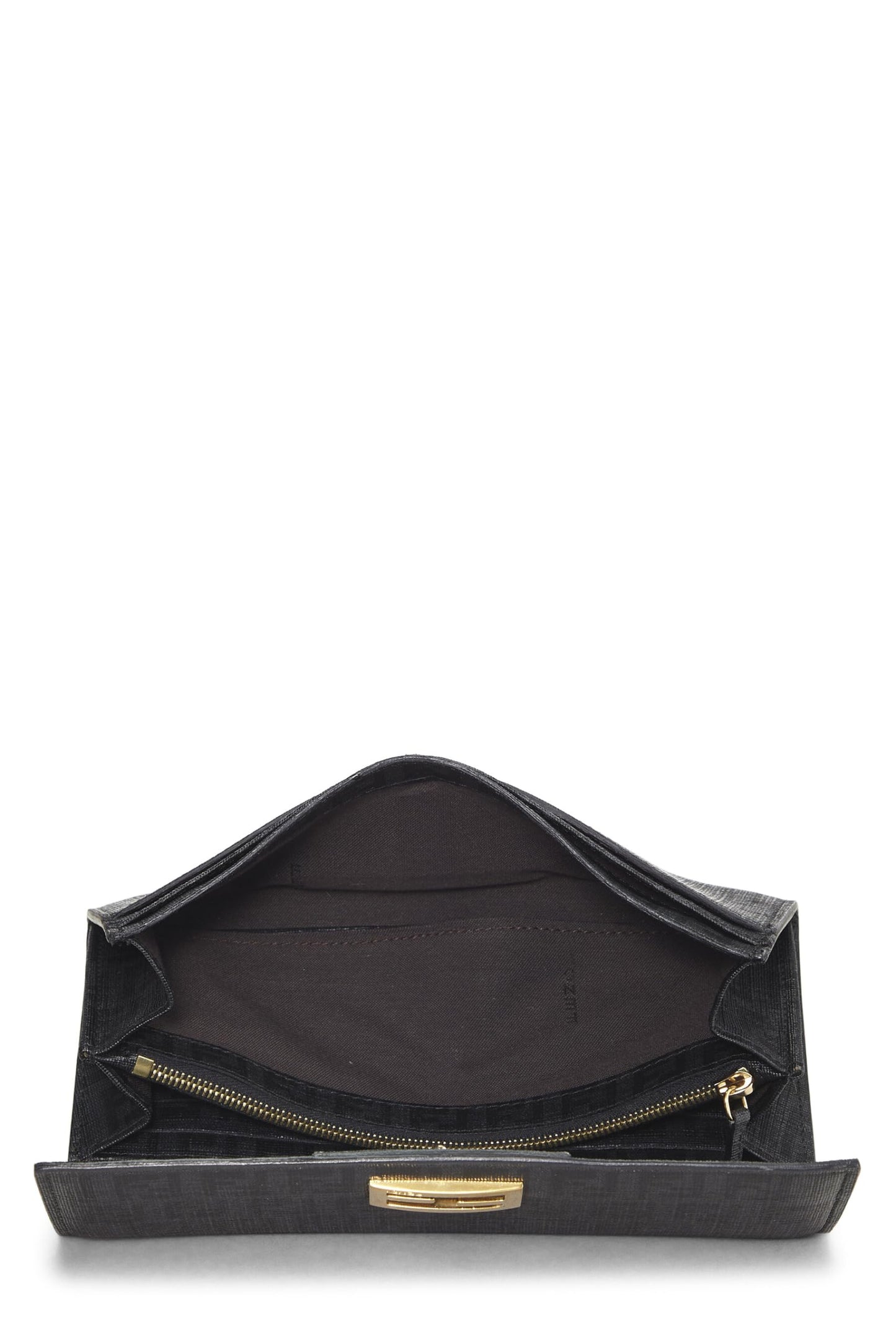 Fendi,  Black Zucchino Coated Canvas Continental Wallet, Black