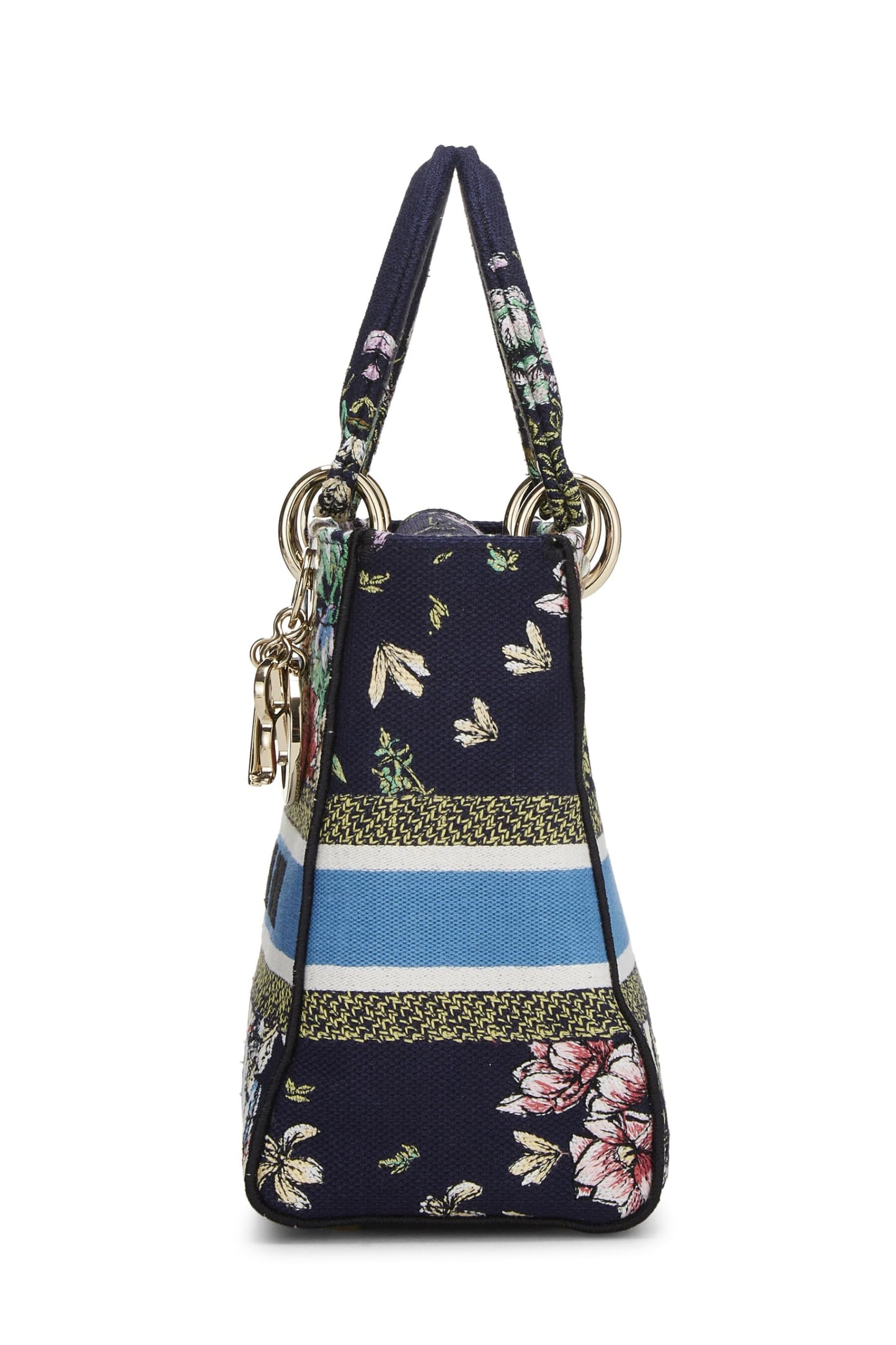 Dior,  Navy Embroidered Canvas Lady D-Lite Medium, Multi