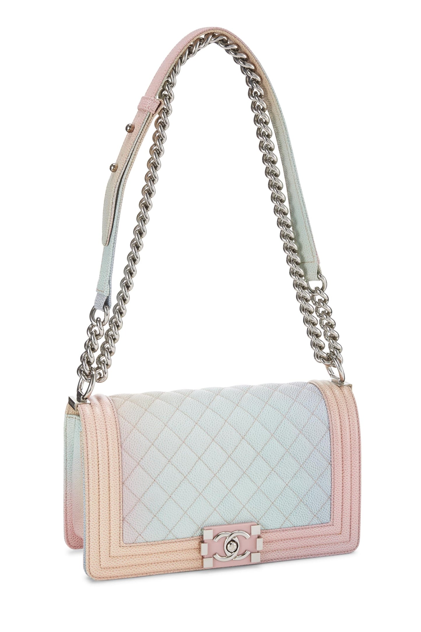 Chanel,  Rainbow Quilted Caviar Boy Bag Medium, Multi