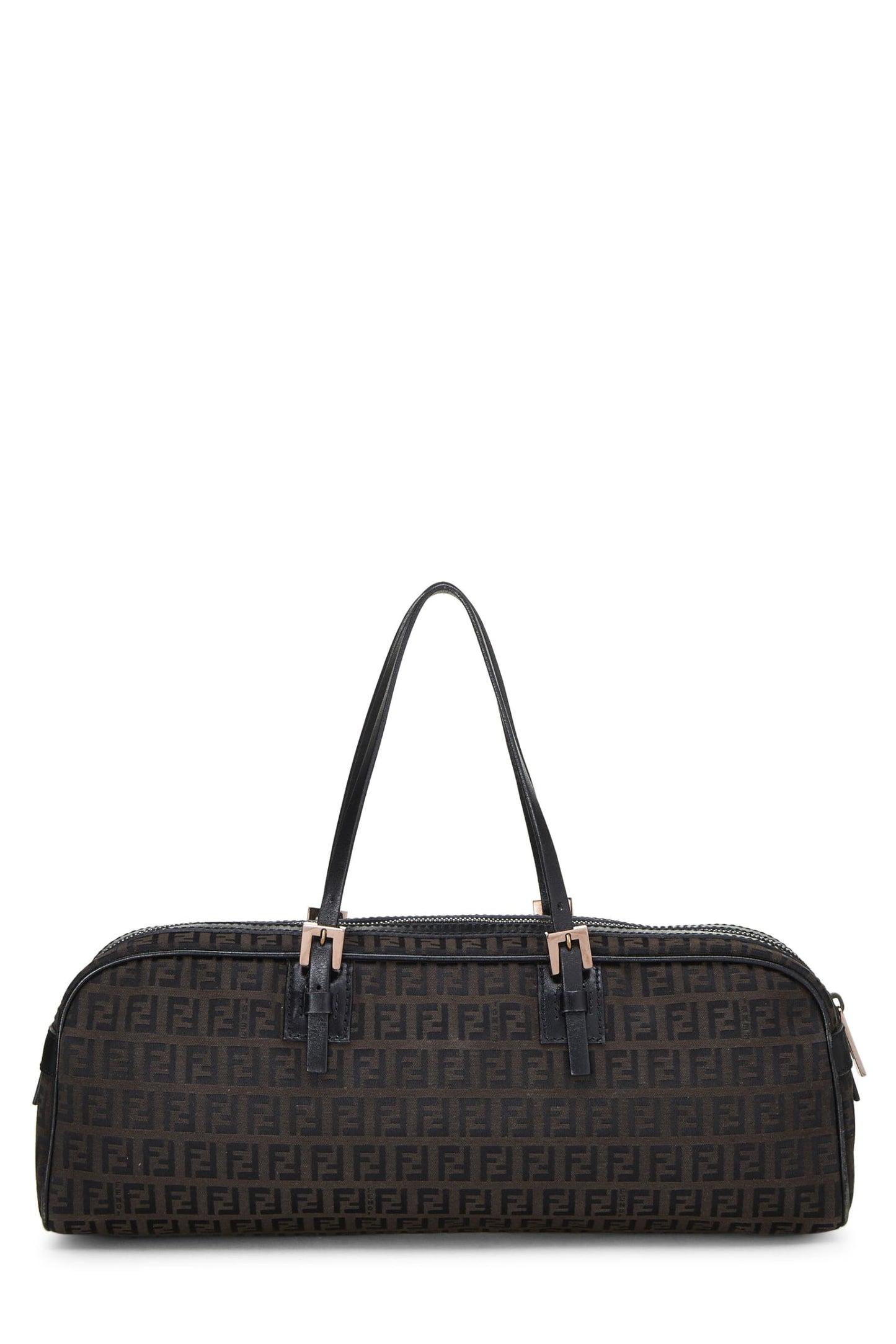 Fendi,  Black Zucchino Boston Bag Long, Black
