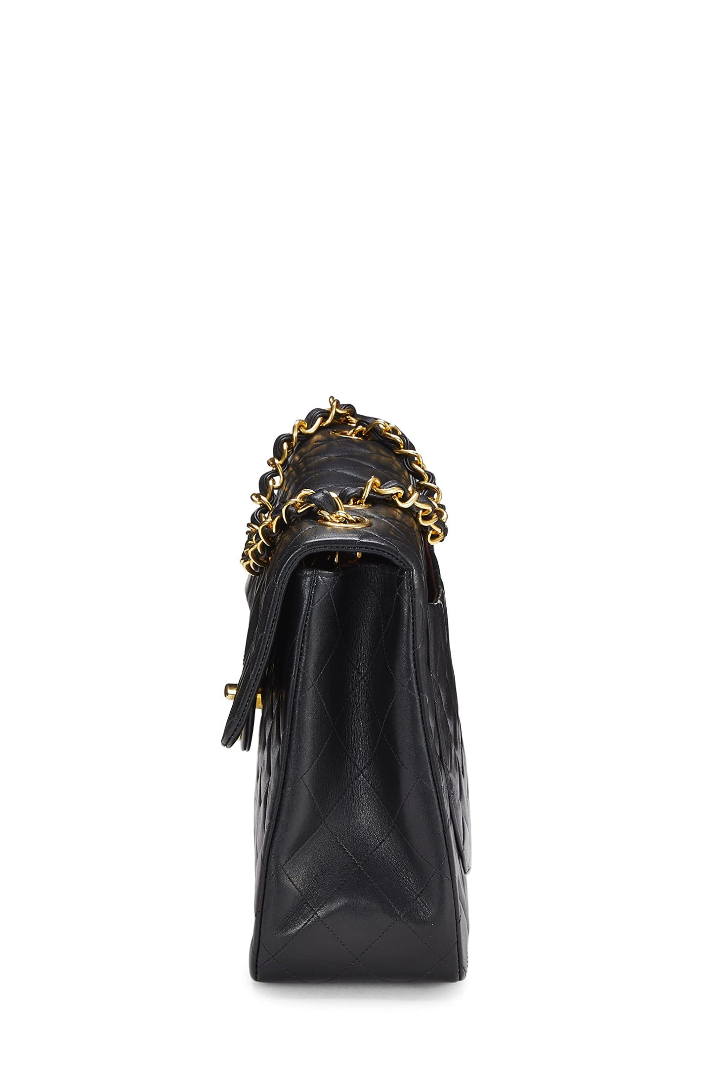 Chanel,  Black Quilted Lambskin Half Flap Maxi, Black