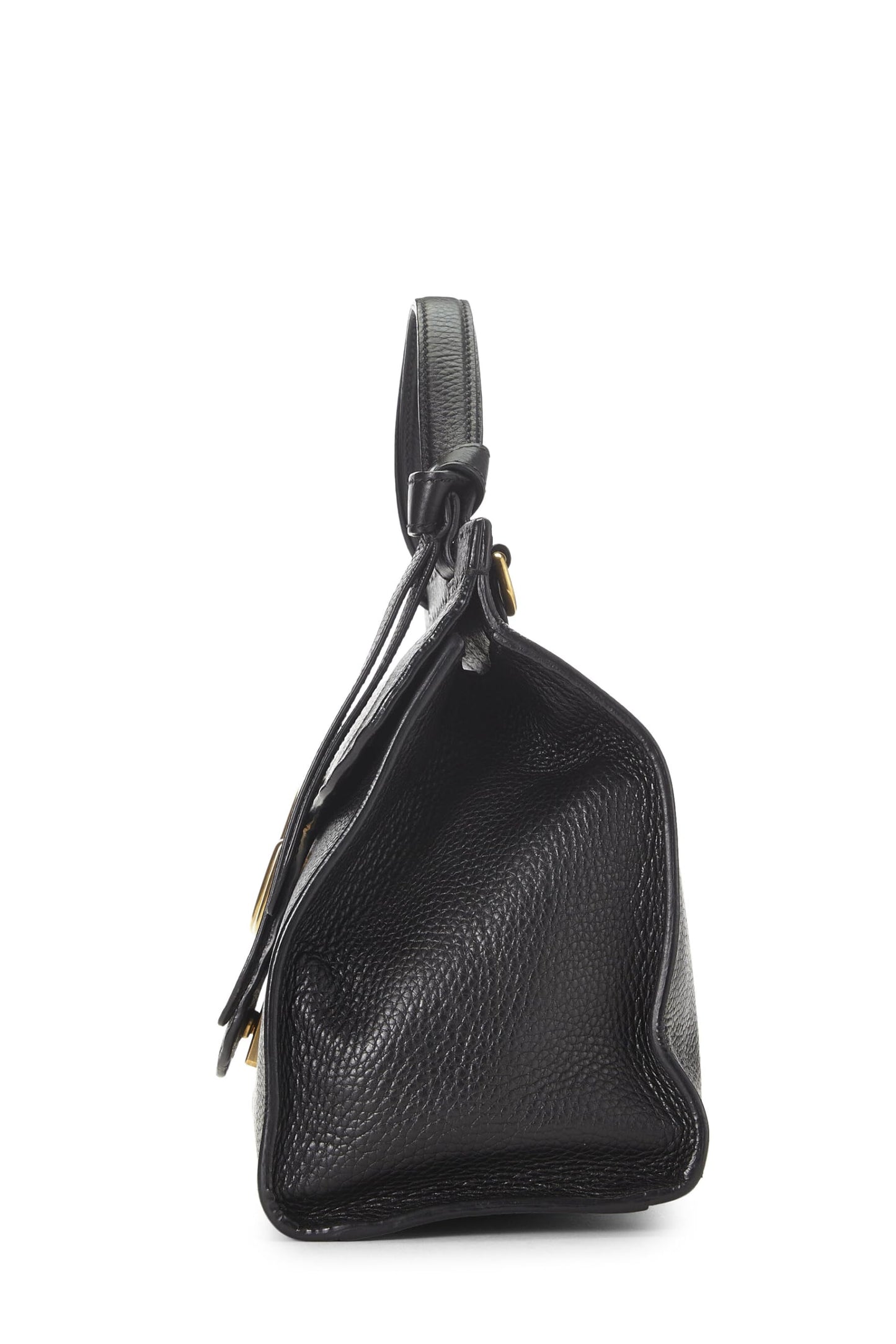 Gucci,  Black Leather GG Marmont Top Handle Flap Bag Small, Black