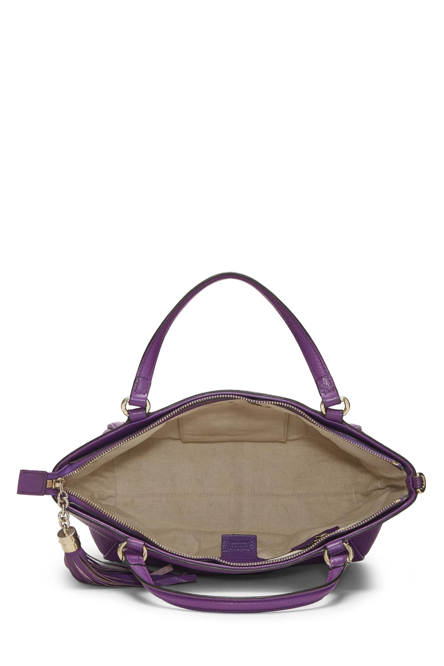 Gucci,  Purple Grained Leather Soho Top Handle Bag, Purple