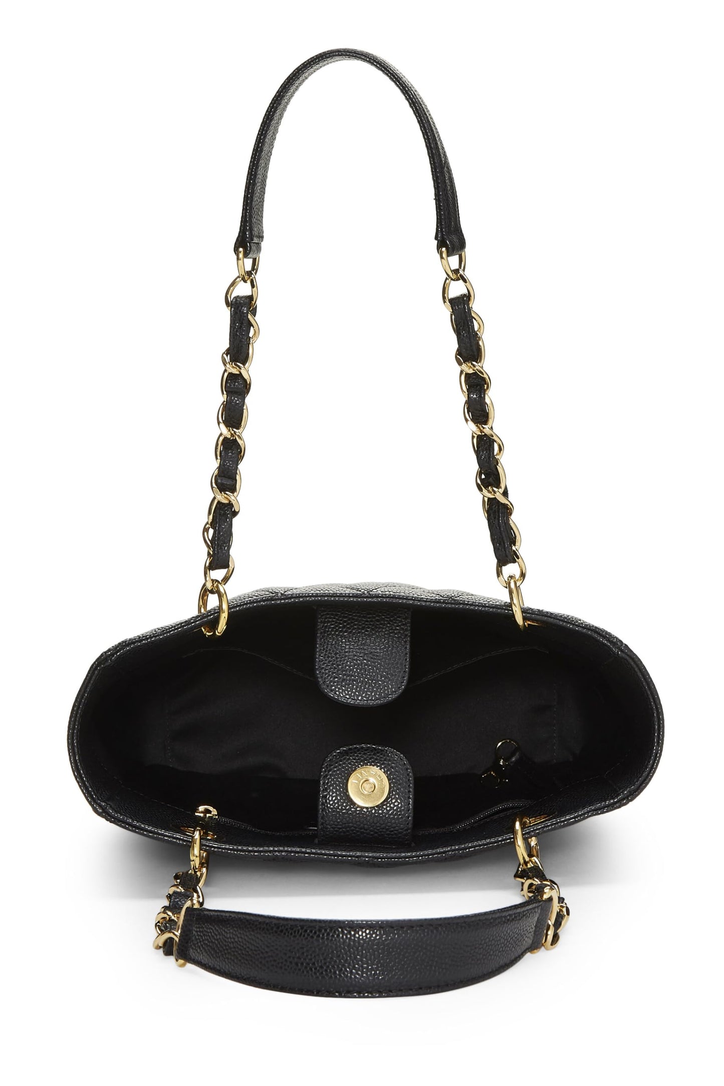 Chanel,  Black Quilted Caviar Petite Shopping Tote (PST), Black