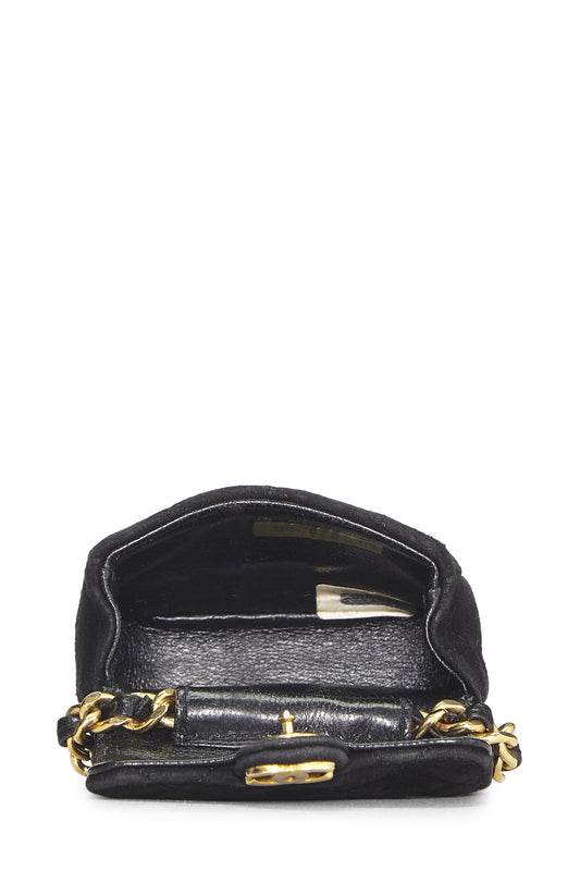 Chanel,  Black Quilted Suede Half Flap Micro, Black