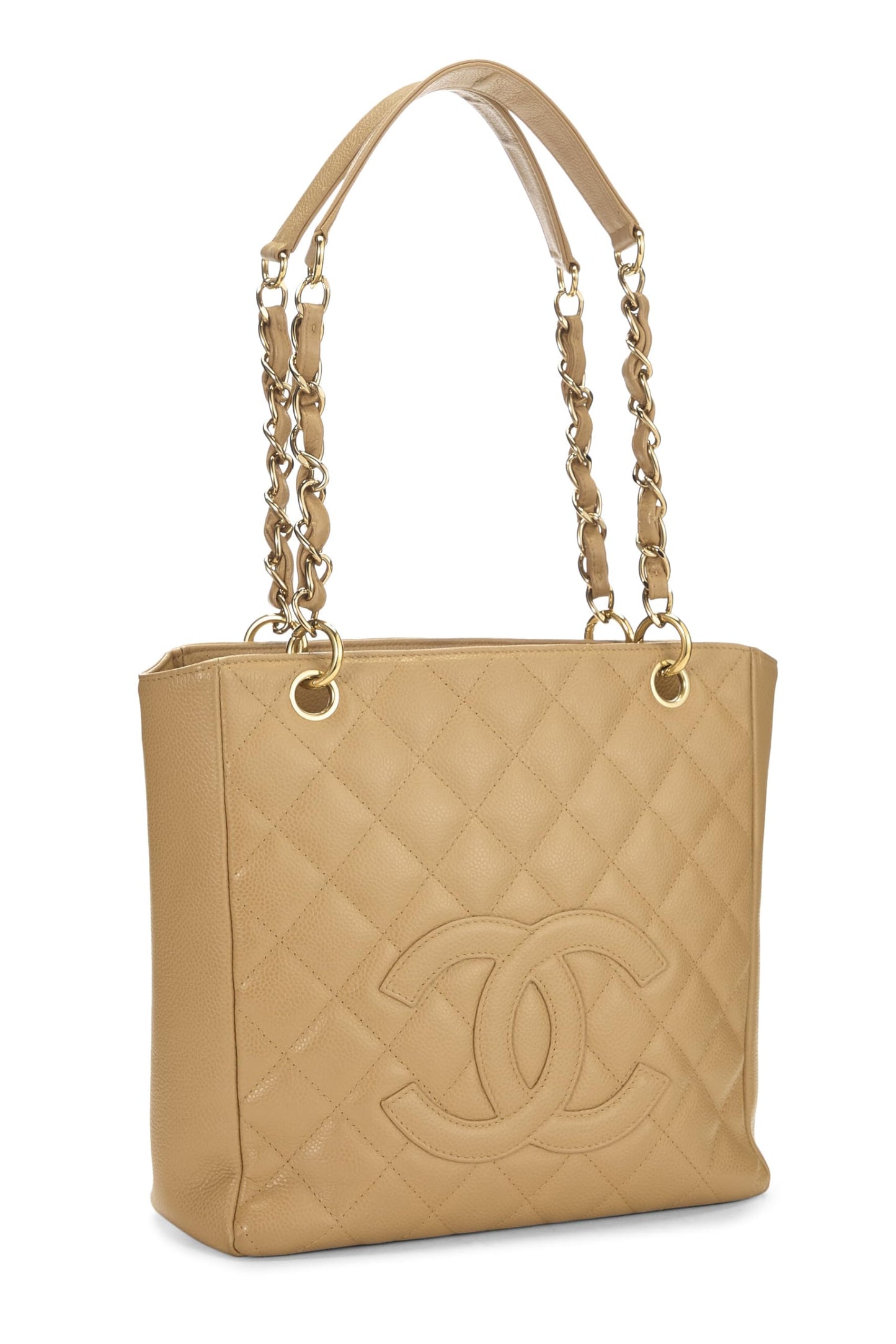 Chanel,  Beige Quilted Caviar Petite Shopping Tote (PST), Beige