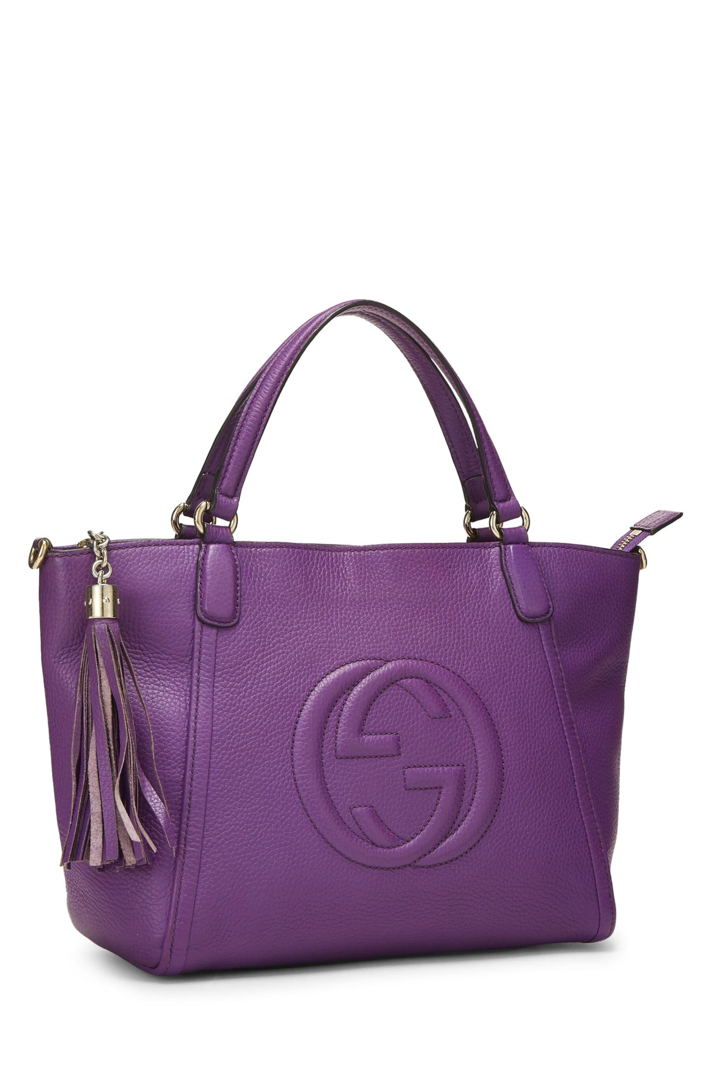 Gucci,  Purple Grained Leather Soho Top Handle Bag, Purple