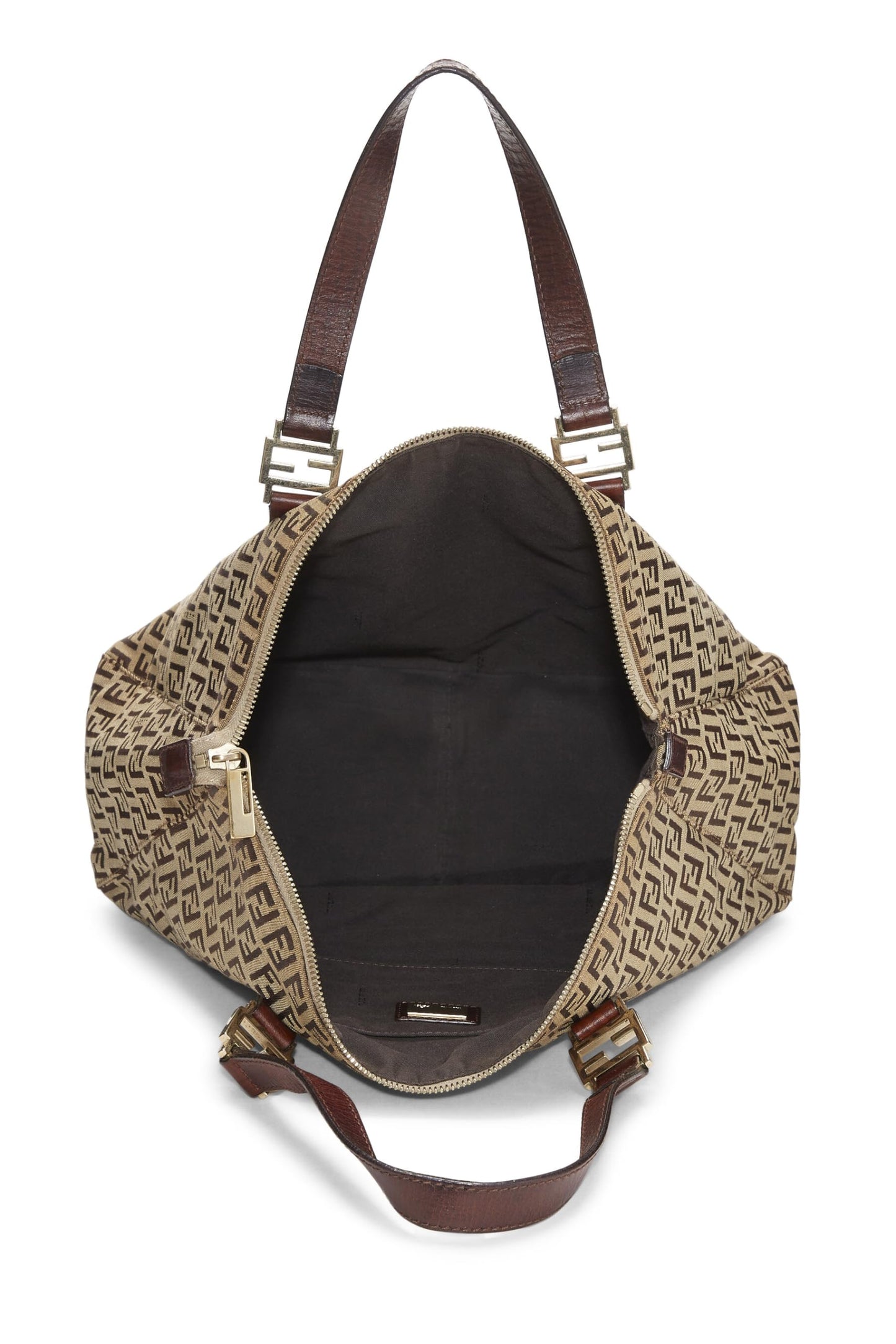 Fendi,  Brown Zucchino Canvas Tote Small, Brown
