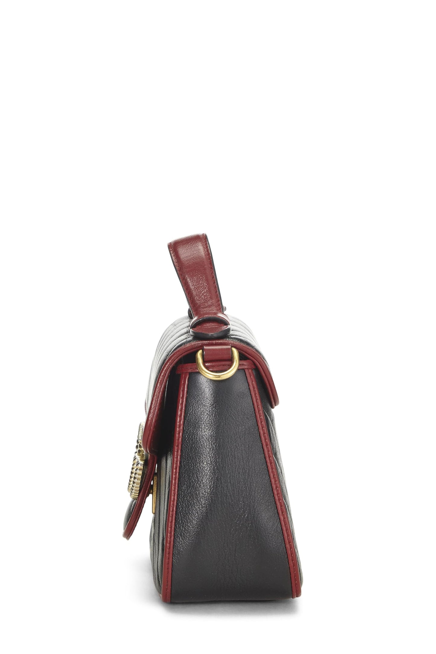 Gucci,  Black Leather Torchon GG Marmont Top Handle Bag Mini, Multi