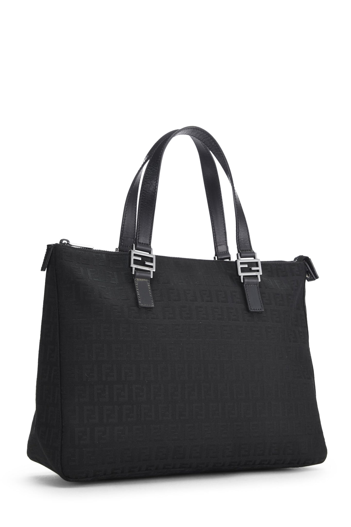 Fendi,  Black Zucchino Canvas Tote Small, Black