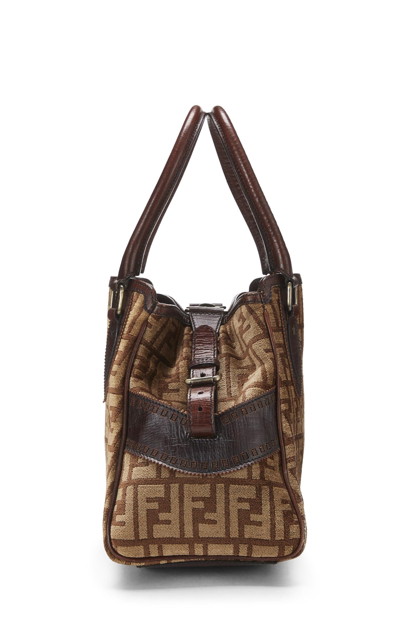 Fendi,  Brown Zucca Velour Bag Du Jour Medium, Brown