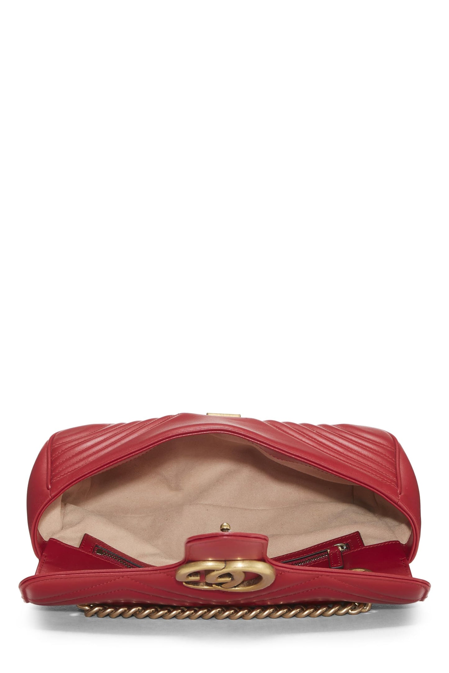Gucci,  Red Leather GG Marmont MatelassÃƒÆ’Ã‚Â© Shoulder Bag Small, Red