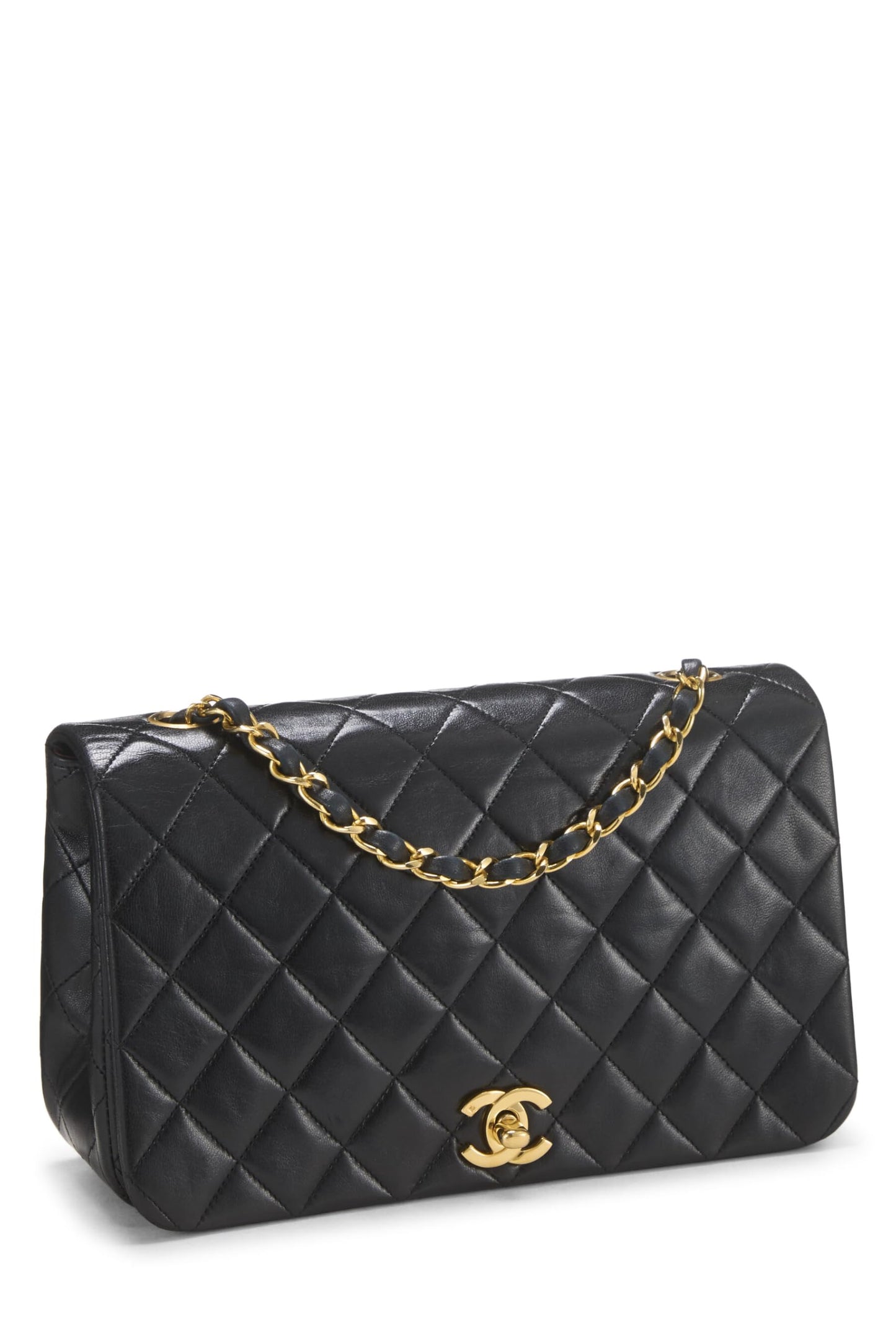Chanel,  Black Quilted Lambskin Full Flap Small, Black