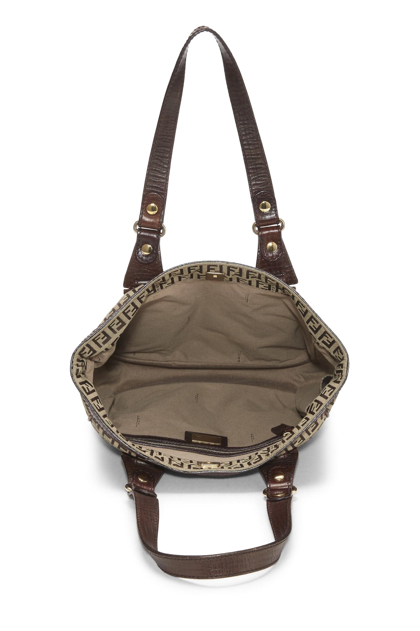 Fendi,  Brown Zucchino Canvas Tote Small, Brown