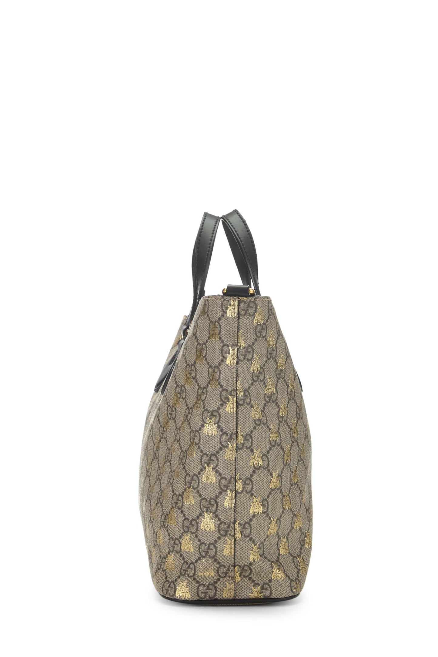 Gucci,  Black GG Supreme Canvas Bee Tote Small, Black